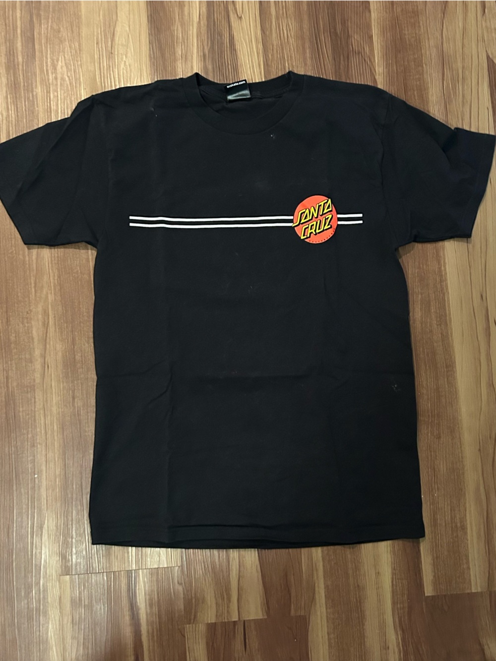 Santa Cruz Skateboards Black Tee with Red and Yellow Logo